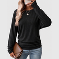 Womens Long Sleeve Shirts Ruched Hem Fall Tops