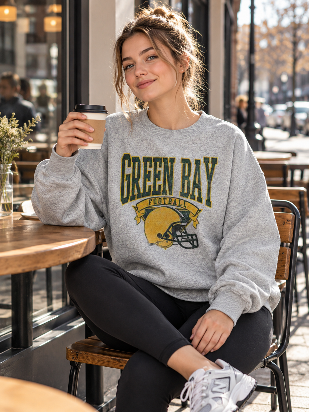 Vintage Football Fleece Sweatshirt Hometown Team Sublimation Print Long Sleeve