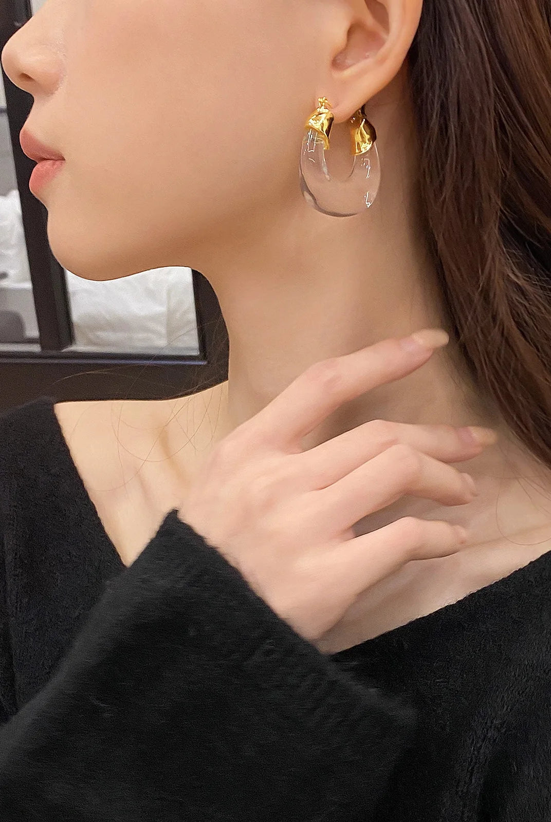 幾何模様樹脂ピアス